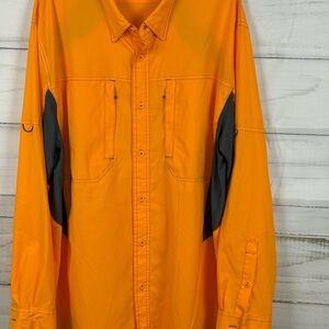 Magellan Outdoors Men's Orange Shirt Jacket with Gray Accents